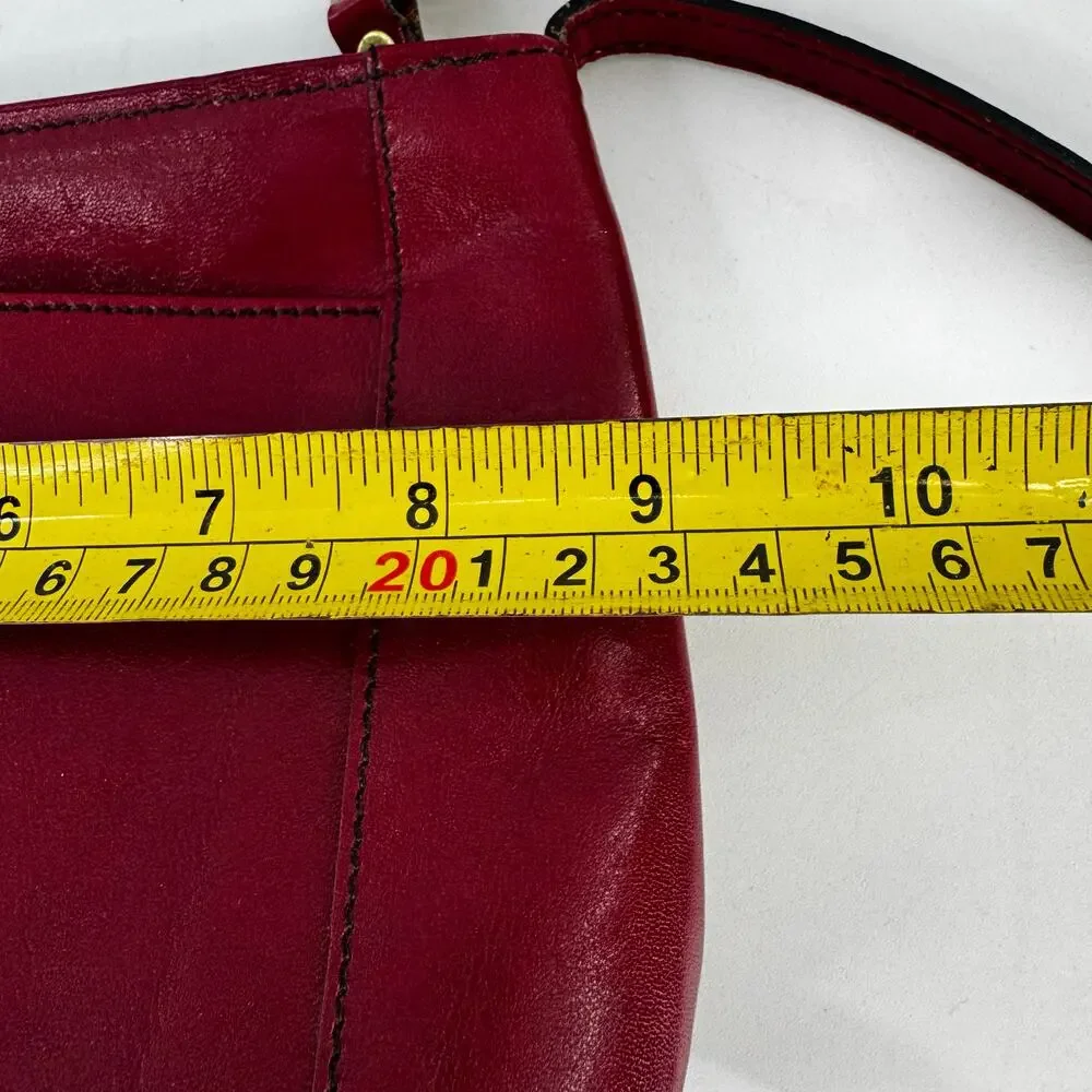 Vtg Brahmin Crossbody Bag Small Red Leather Shoulder Purse Zip Top Side Pocket